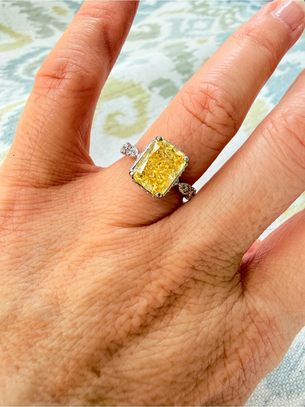 Yellow Cushion-Cut Halo Ring - Women's Fine Jewelry
